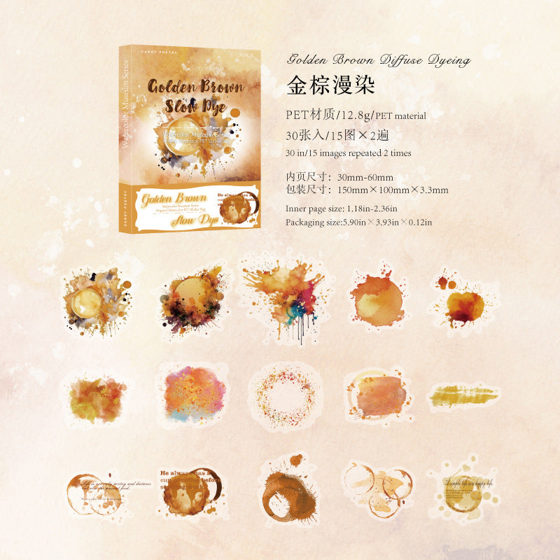 PET White Ink Sticker Pack - Watercolor Museum Series, 6 Options - ViktaShop