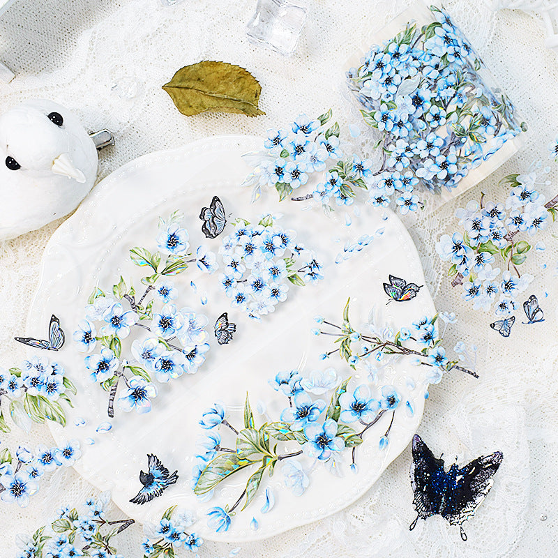 PET Journal Tape – Flower Material & Retro Character - 2m - ViktaShop
