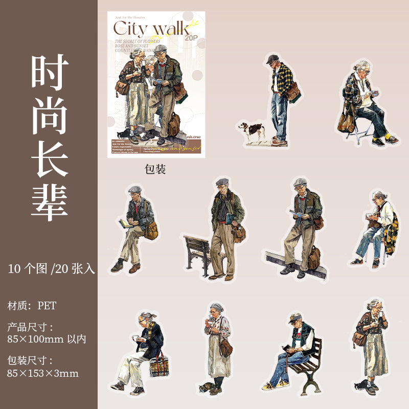 City Walk Series PET Sticker Pack, 6 Options - ViktaShop