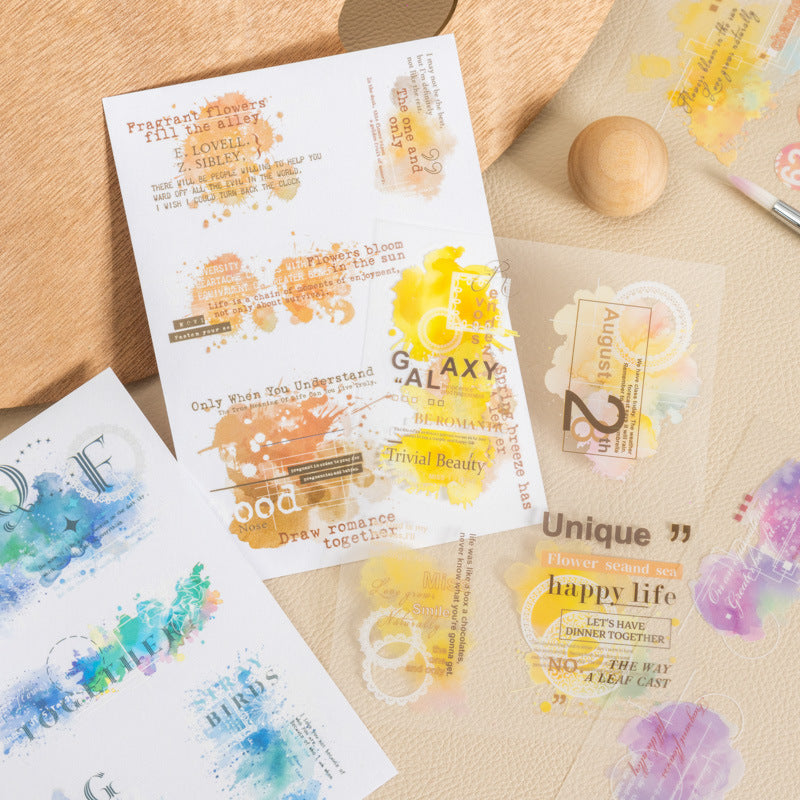 Watercolor Series PET Stickers, Double Material Decorative Stickers, 6 Options - ViktaShop