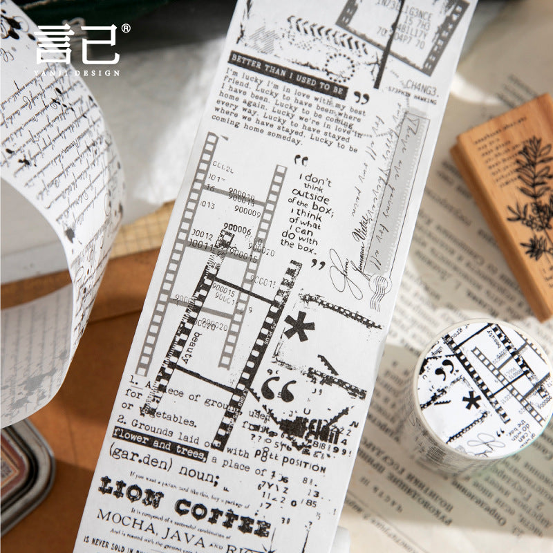Paper Tape – Light Retro Black and White Theme, 1m - ViktaShop