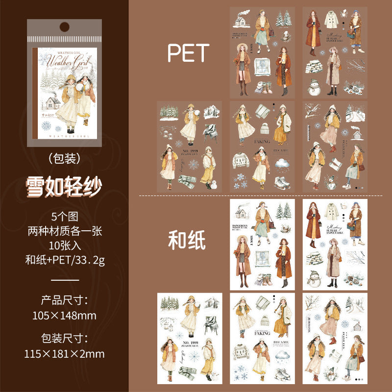 Girl Character PET stickers 10 sheets