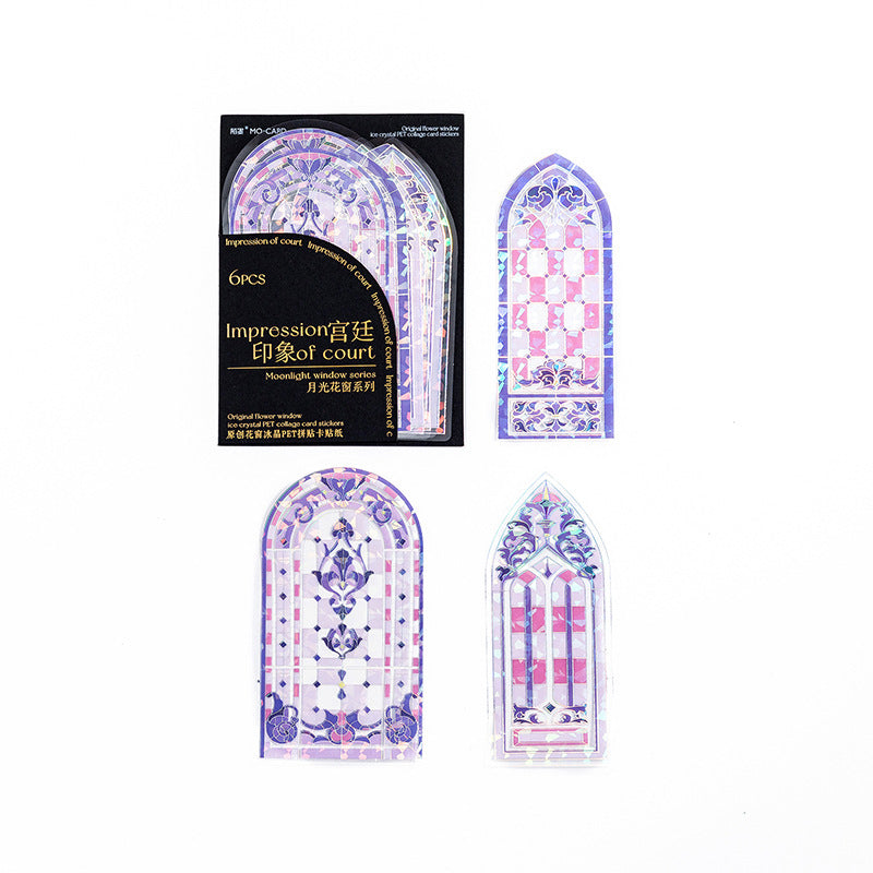 PET Collage Stickers - Moonlight Window Series, 4 Options - ViktaShop