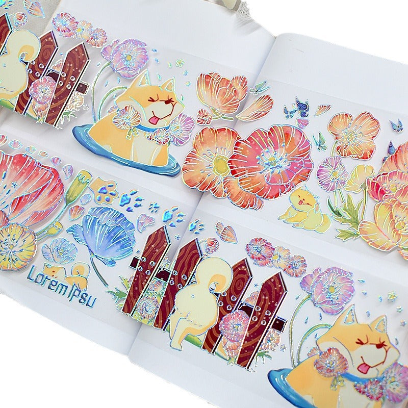 Cute Animal PET Journal Tape Set - Floral & Hemp Stickers, 2m - ViktaShop