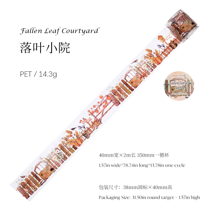 PET White Ink Tape - Courtyard Fence Series, 2m - ViktaShop