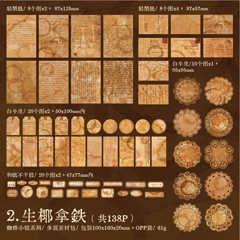 Material Bag – Coffee Town Series, Coffee Theme, 138 Pcs - ViktaShop