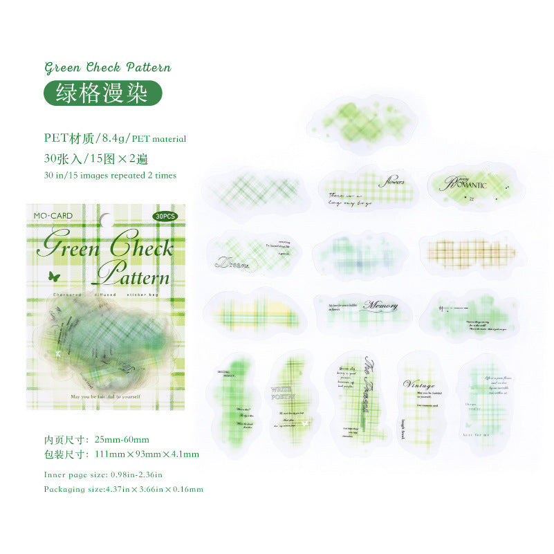 Ink Watercolor Gradient Pet Sticker 30 Pcs