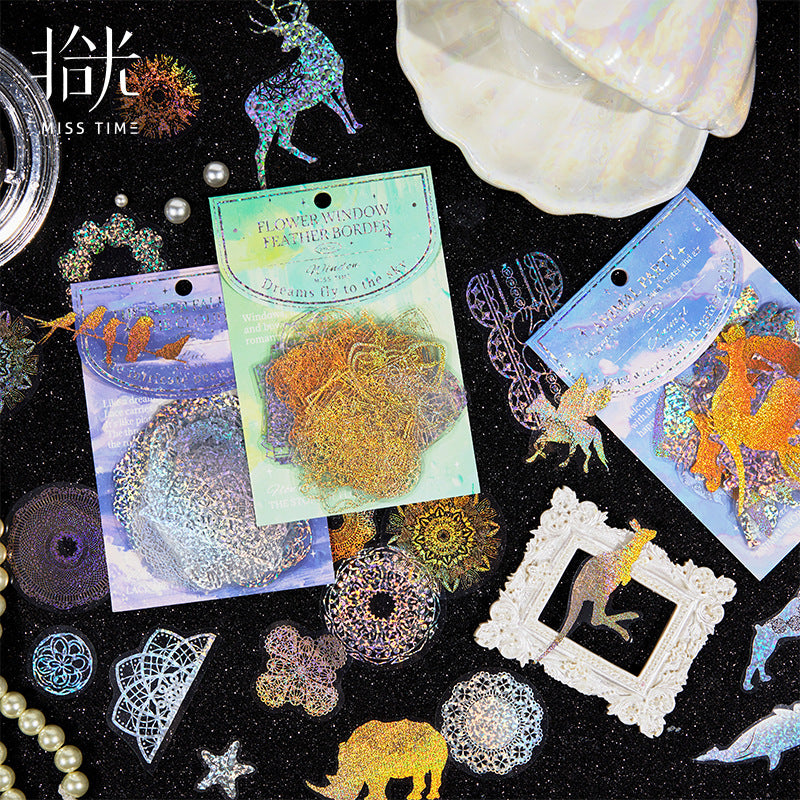 PET Laser Sticker Pack - Silver Sea Flower, 6 Options - ViktaShop