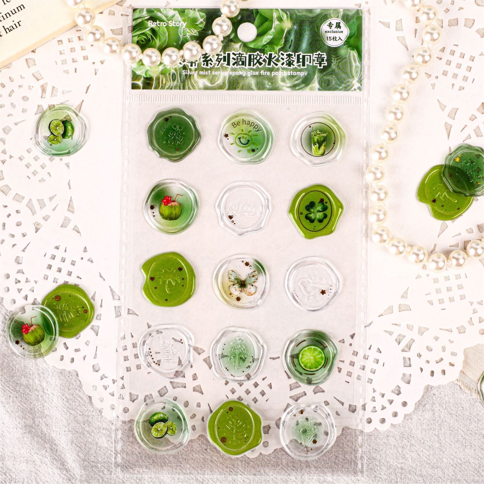 Silver Mist Epoxy Seal Stickers, 6 Options - ViktaShop
