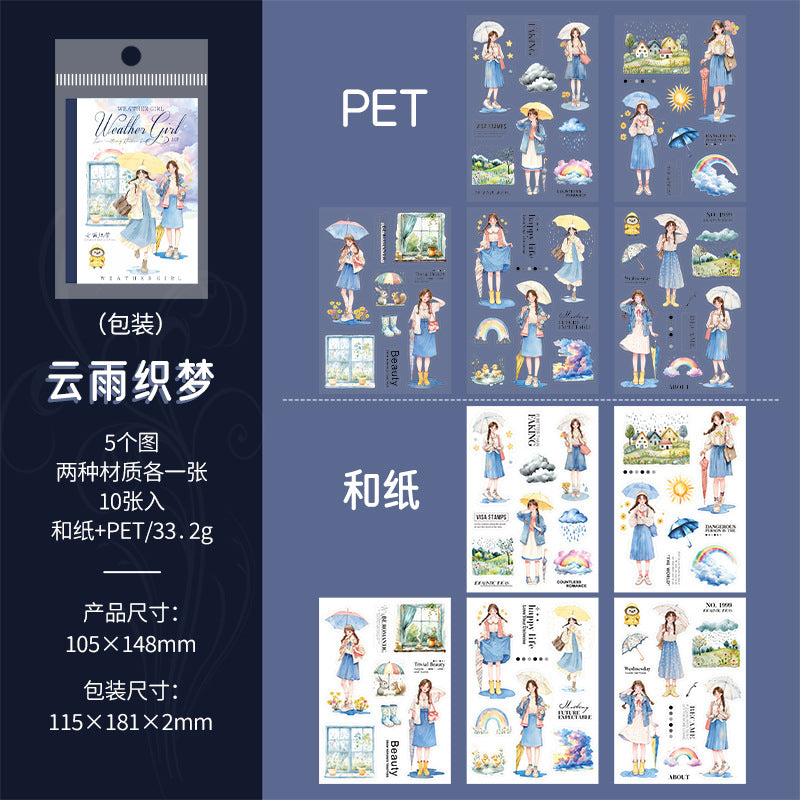 Girl Character PET stickers 10 sheets