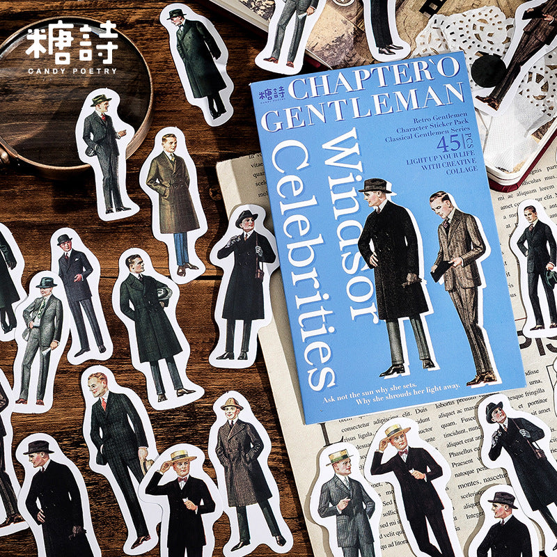 Sugar Poem Retro Gentleman Era Sticker Pack, 4 Pcs - ViktaShop