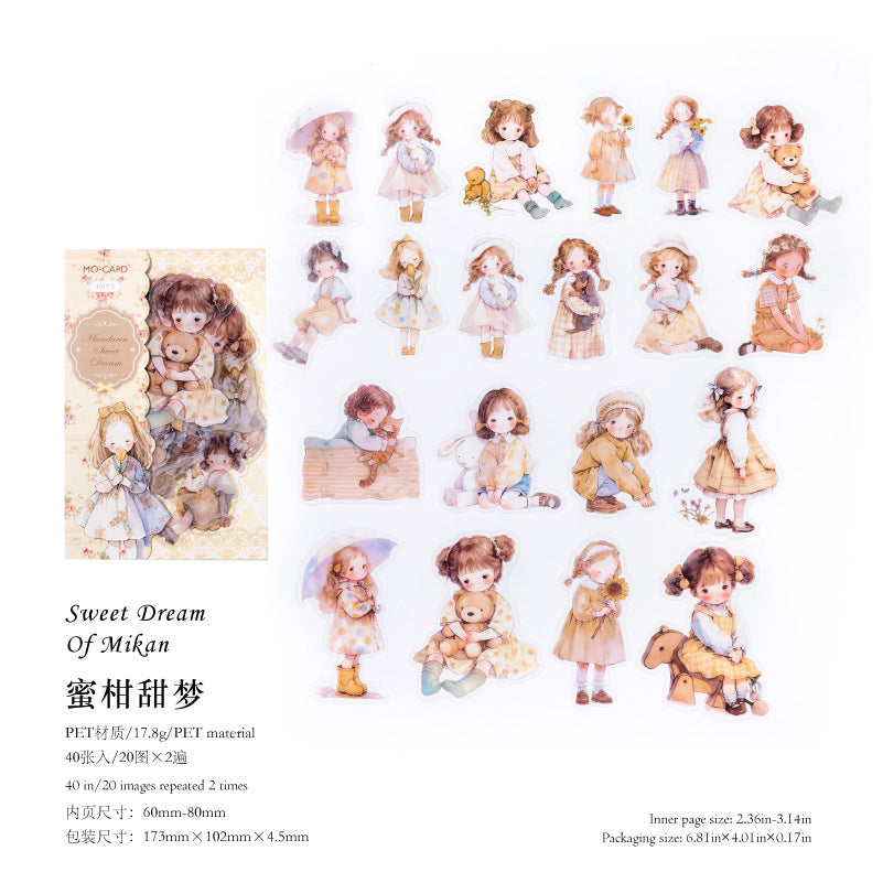 Doll Room Series Cute Girl Pet Stickers 40 Pcs
