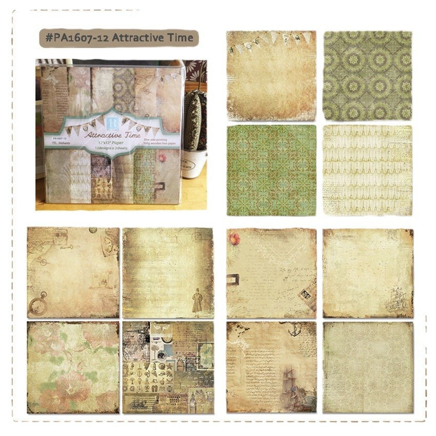 Retro Adventures DIY Album Scrapbook Pattern Paper - 24 Sheets - ViktaShop