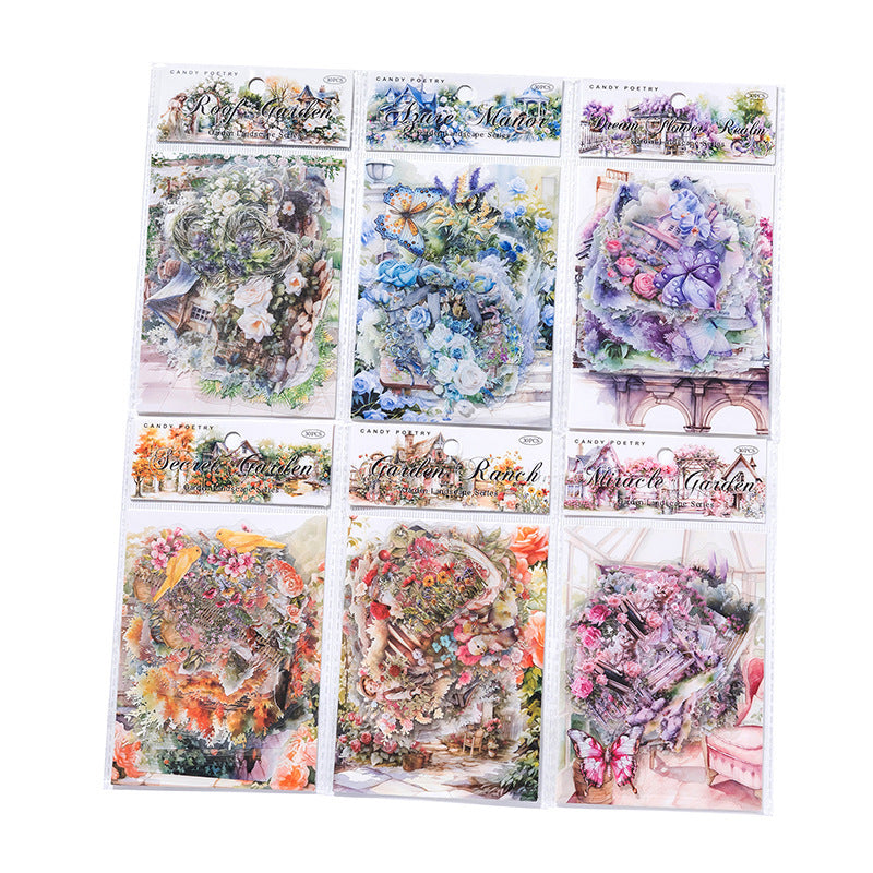 Tangshi Garden Landscape PET Sticker, 30 Pcs - ViktaShop