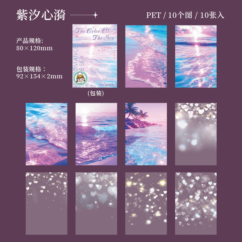 Landscaping Pet Material Stickers Sea Color Series 6 Styles 10 Sheets