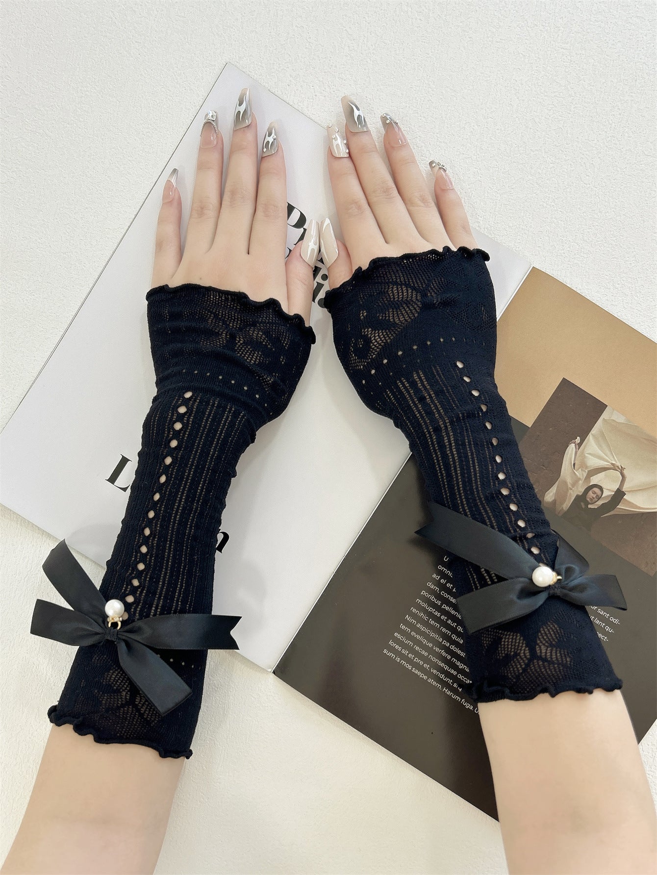 Japanese Bow Strap Net Arm Sleeve - ViktaShop
