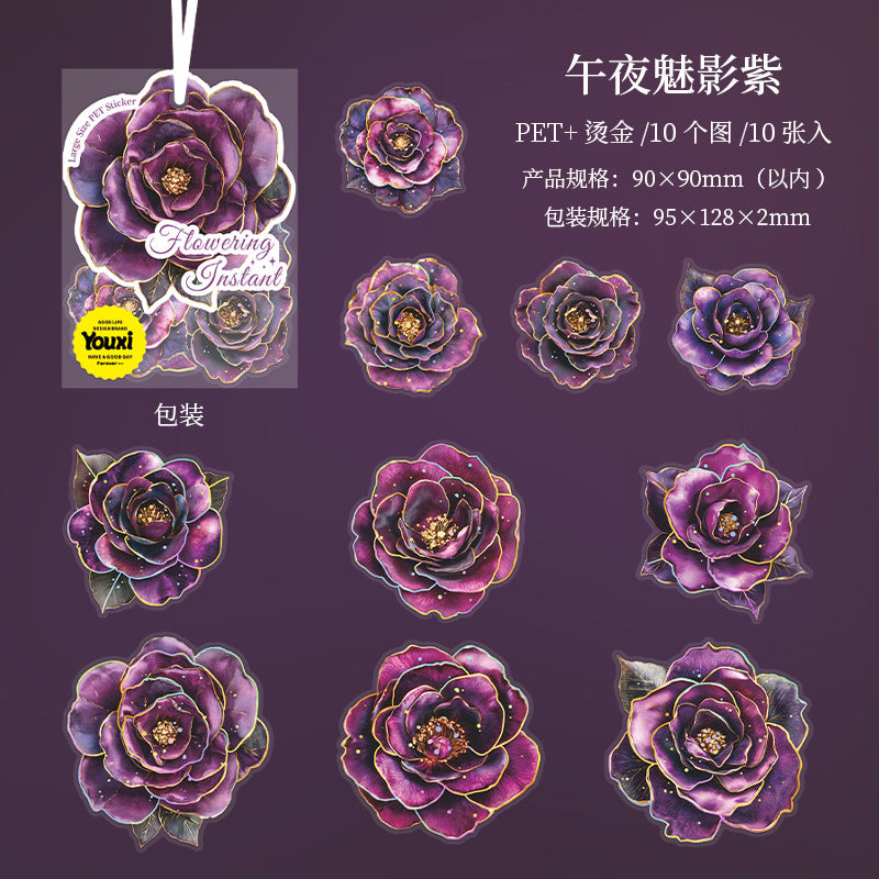 Flower Blooming Moment Series  Large Stickers 10 Psc