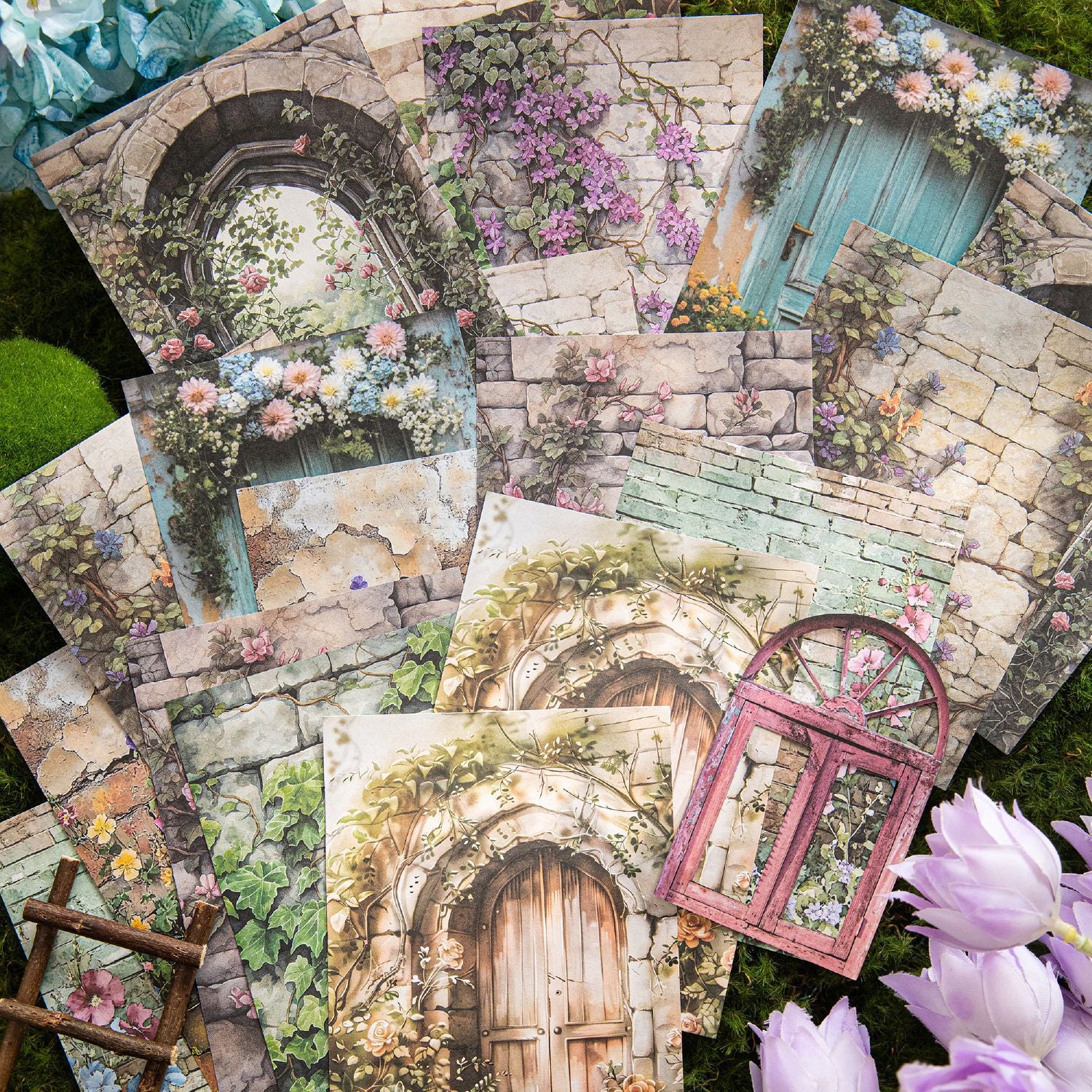 Natural Landscape Series Retro Background Paper, 6 Options - ViktaShop