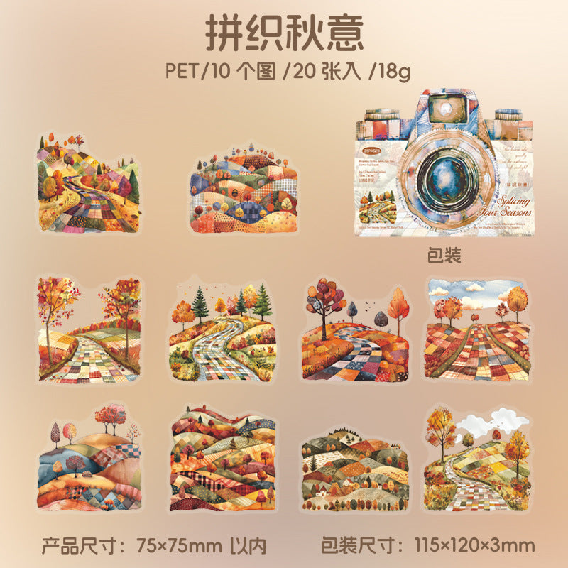 Four Seasons Series Splicing Landscaping Large Size Pet Sticker Pack 20 Psc