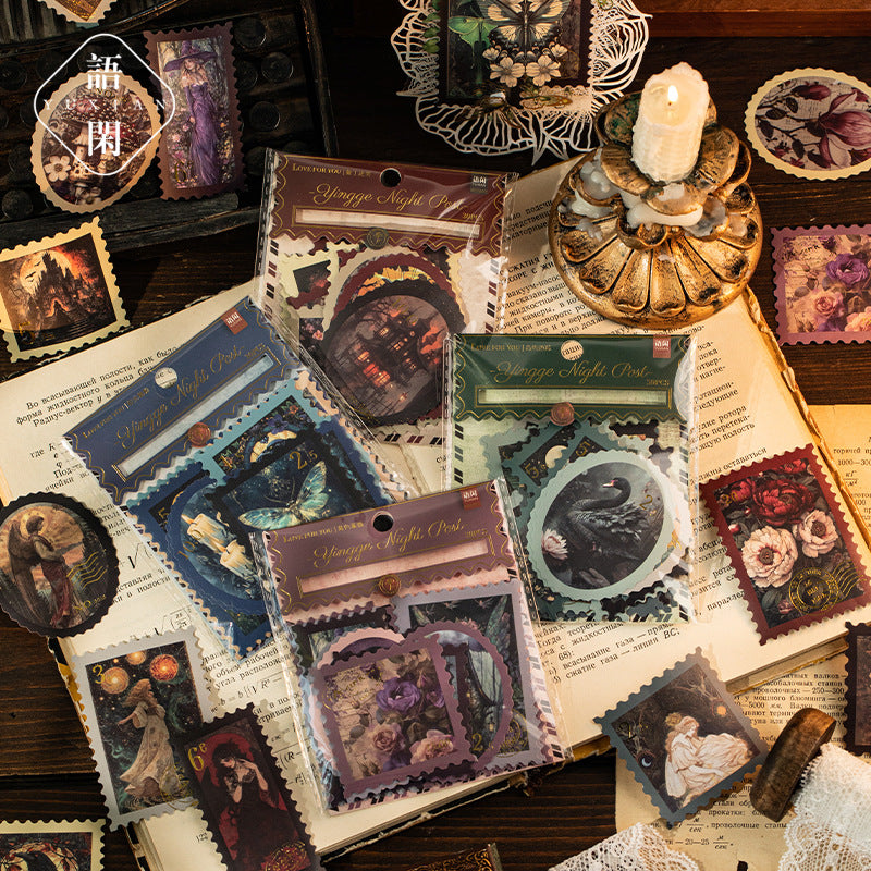 Night Mail Gilded Stamp Series Sticker Pack, 30 Pcs - ViktaShop