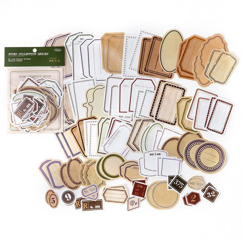 Note Set Series Material Bag, Retro Background Paper, 100 Pcs - ViktaShop