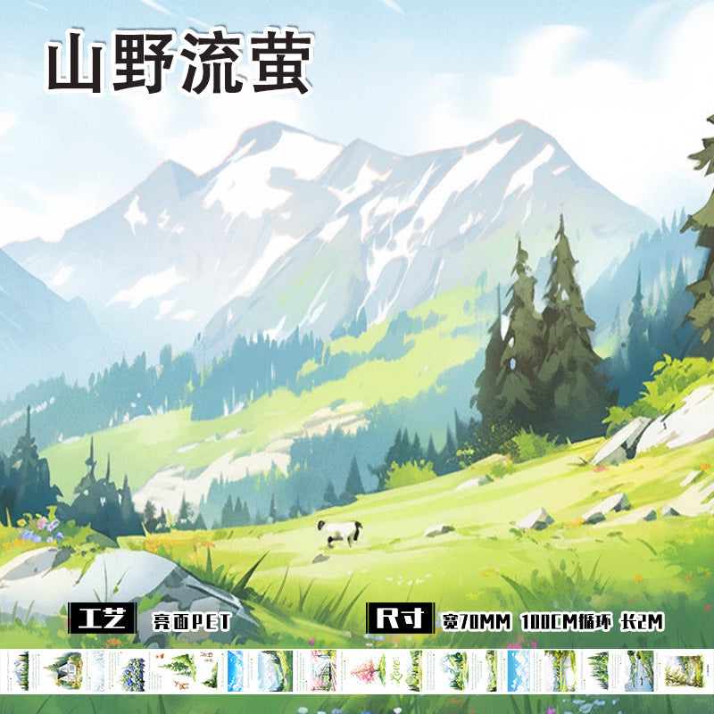 Landscape, Girl character PET Tape Die-cut 2m