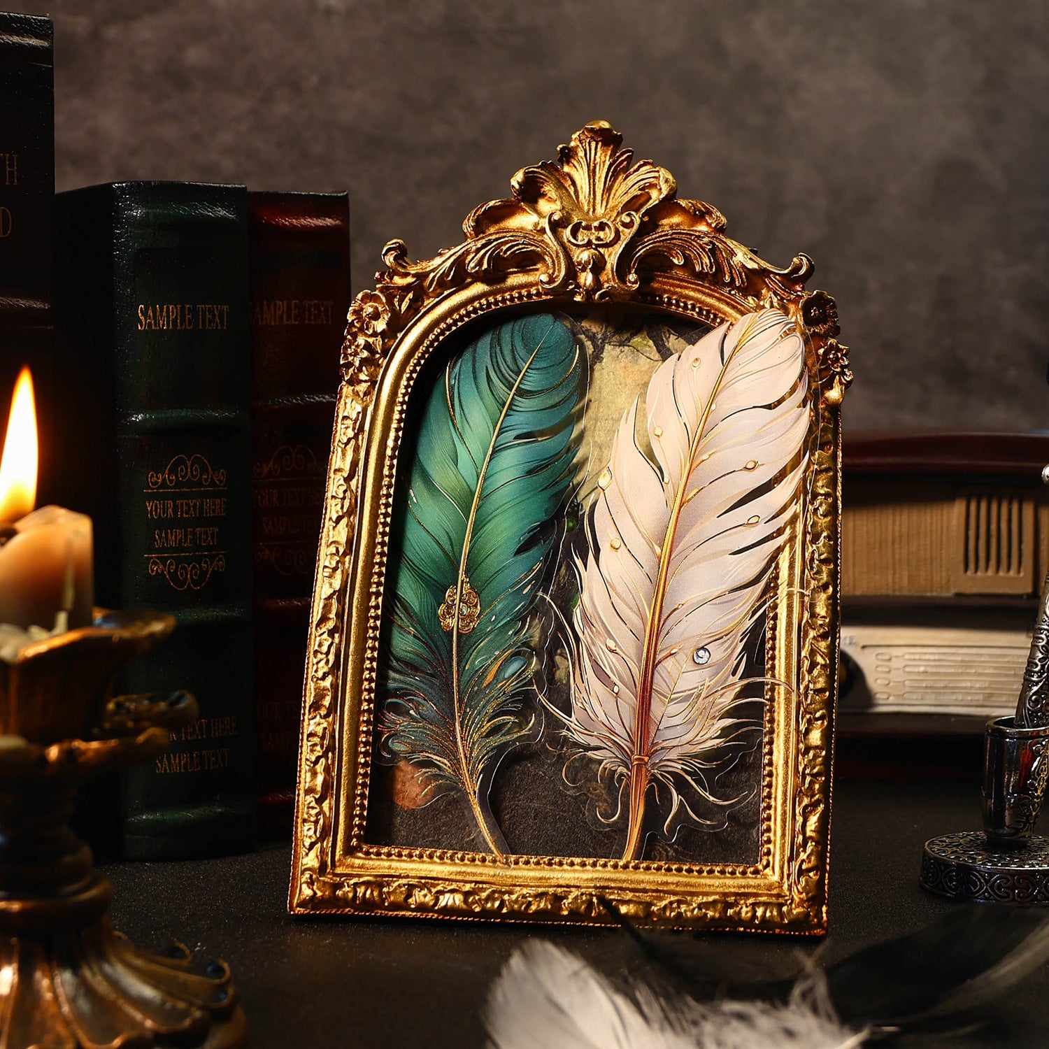 Ancient Forest PET Gilding Sticker Pack - Angel Feather Series, 5 Pcs - ViktaShop