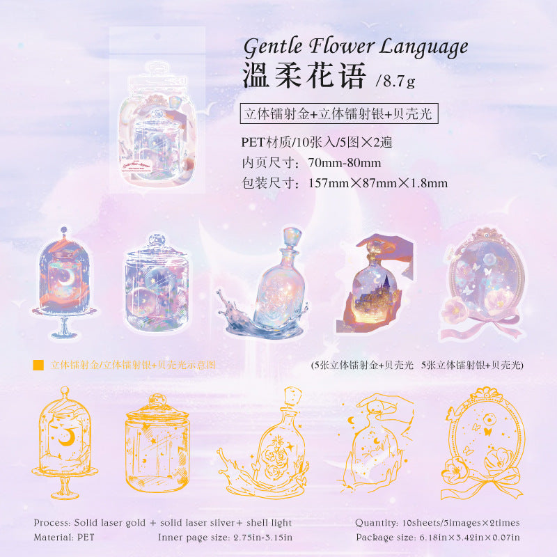 Bottle series PET stickers 10 psc
