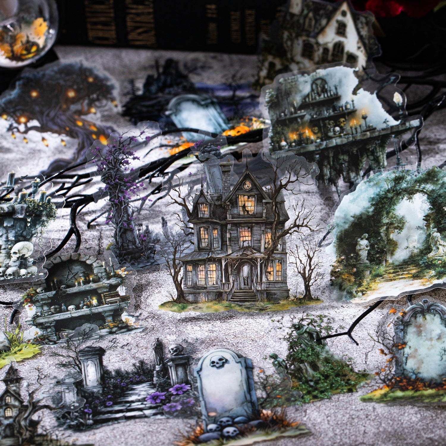 Deserted City Series Large Size Gothic Landscape PET Stickers, 10 Pcs - ViktaShop