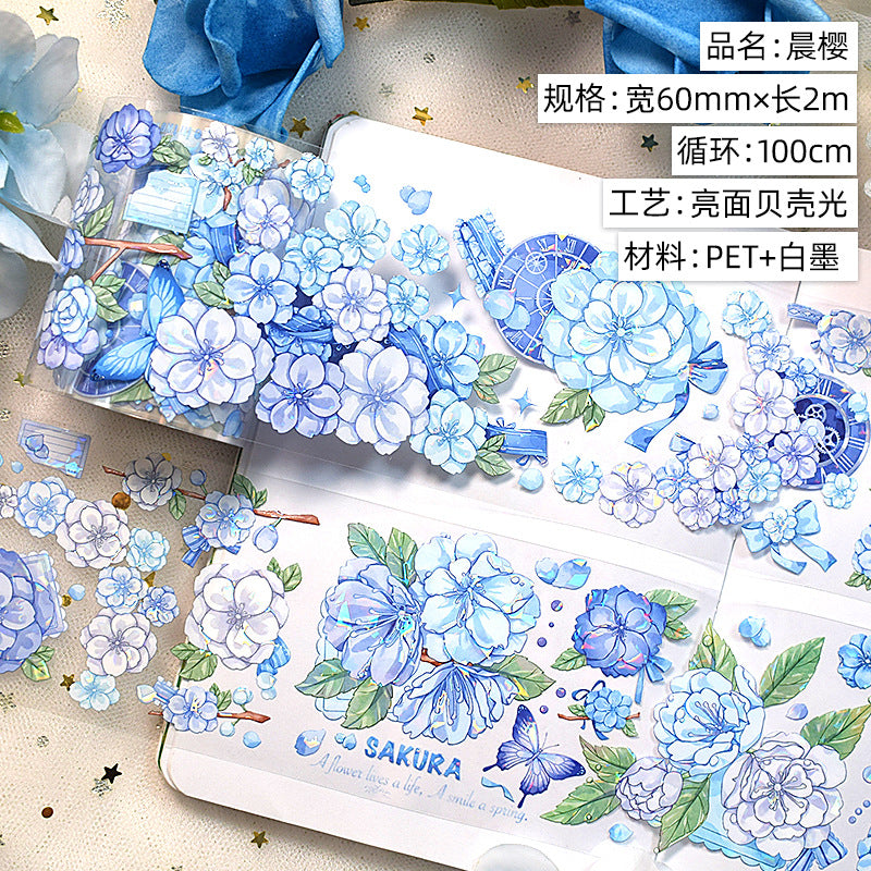Antique Floral PET Tape – Vintage Landscape Hemp Stickers for Scrapbooking, 2m - ViktaShop