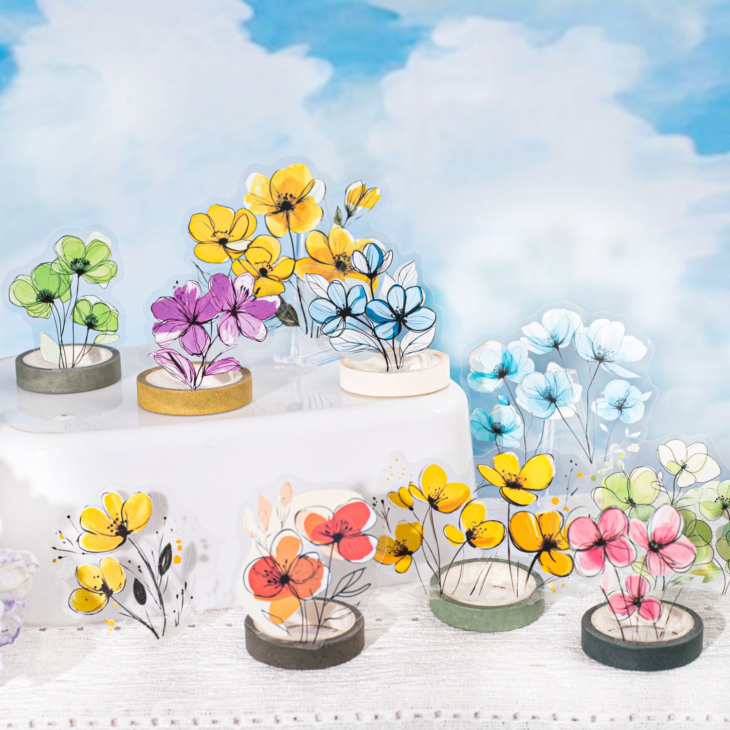 Flower Painting Series Flower Theme PET tape  15 Pcs