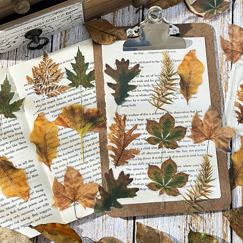 Cross-border Fallen Leaves Series Retro Collage Stickers 6 Options - ViktaShop