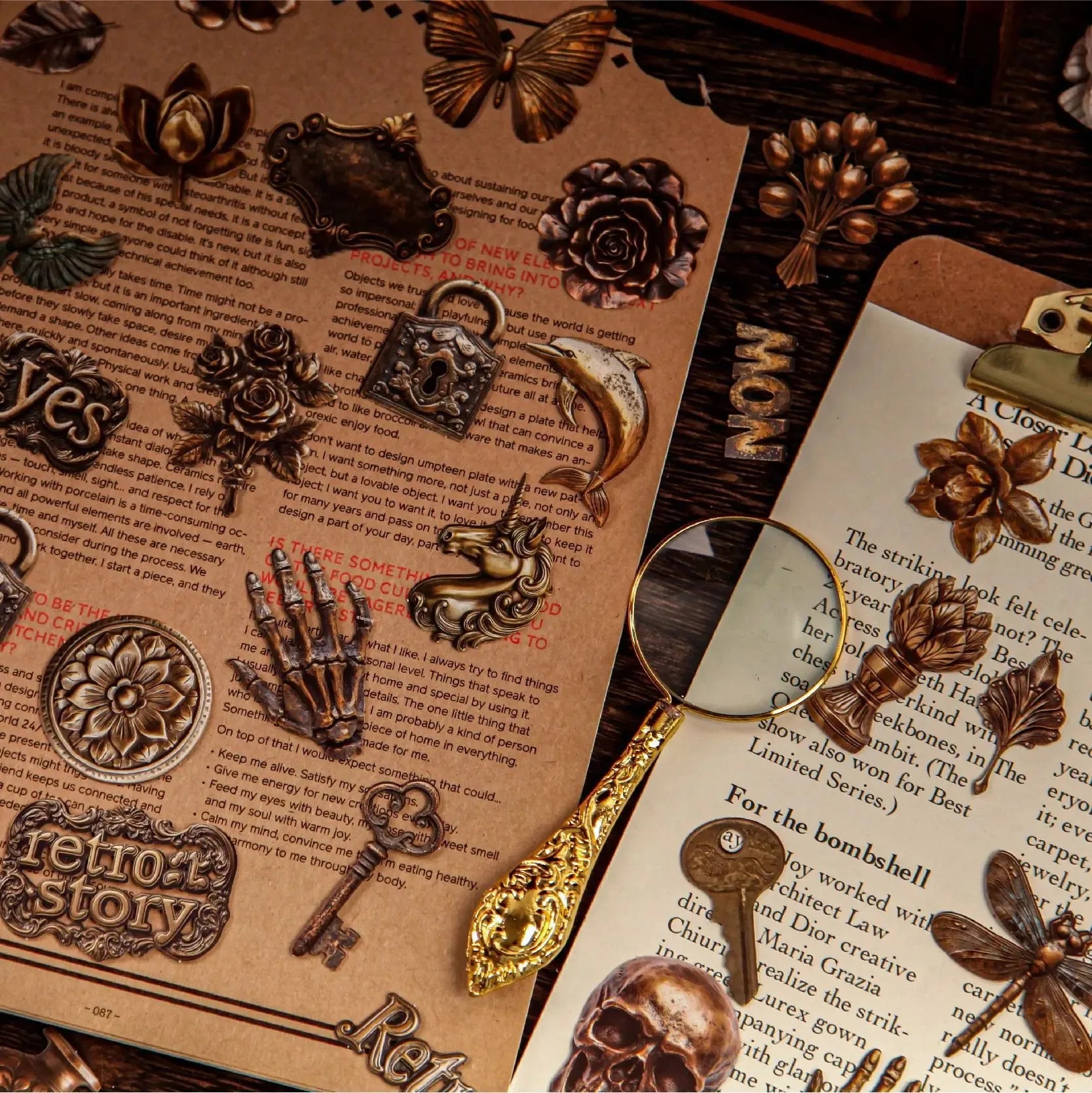 Retro Story Waterproof Sticker Pack – Antique Objects, Vintage Scrapbooking Materials - ViktaShop