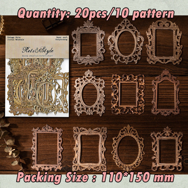 Retro Hollow Border Material Paper – Background Paper, 20 Pcs - ViktaShop