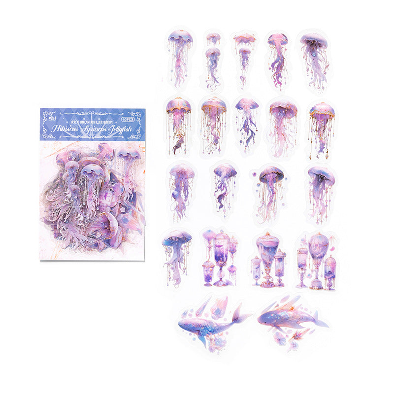 Jellyfish Fantasy Series PET Stickers, 40 Pcs - ViktaShop