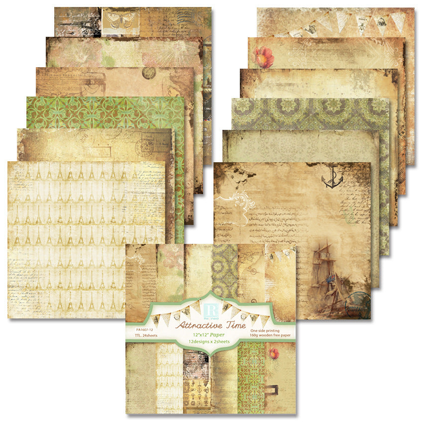 Retro Adventures DIY Album Scrapbook Pattern Paper - 24 Sheets - ViktaShop