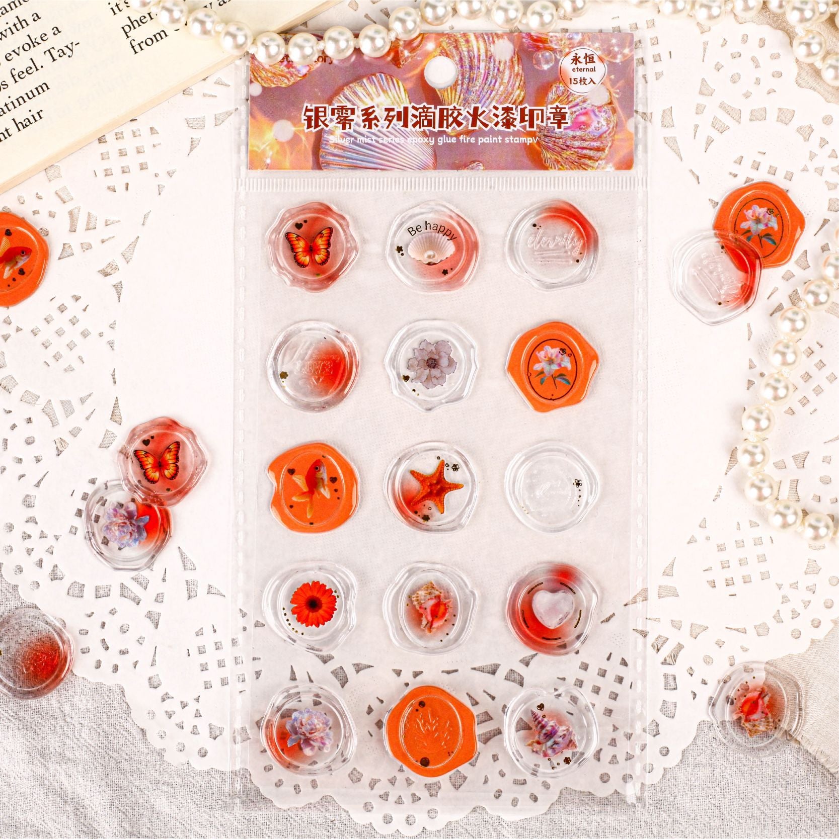 Silver Mist Epoxy Seal Stickers, 6 Options - ViktaShop