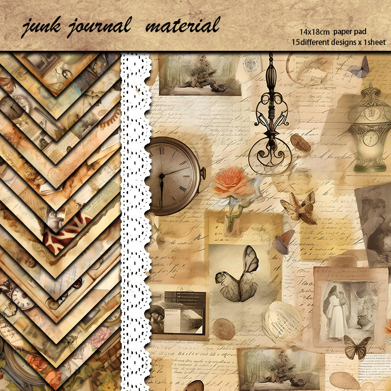 Retro Trifles Material Paper - 15 Pcs - ViktaShop