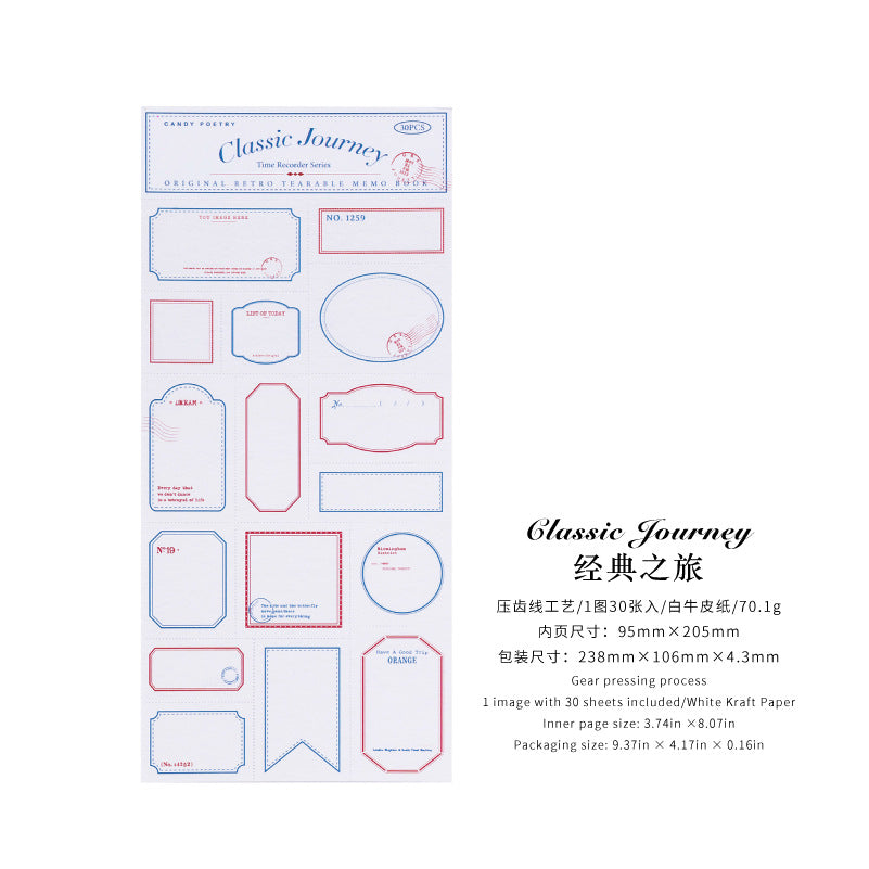 Time Recorder White Kraft Notepad - Pressed Line Series, 6 Options - ViktaShop