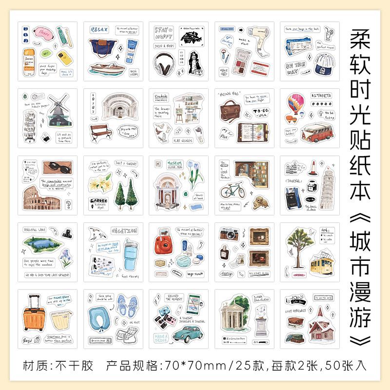 Mini Cut Film Sticker Book – Soft Time Series, 4 Options - ViktaShop