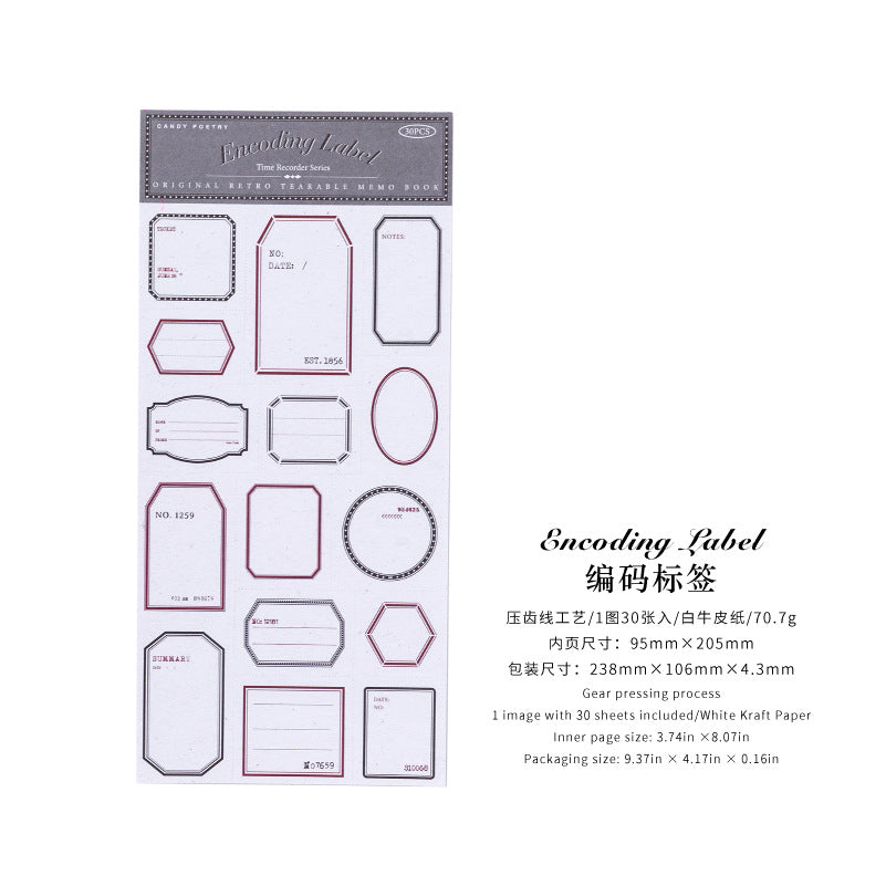 Time Recorder White Kraft Notepad - Pressed Line Series, 6 Options - ViktaShop