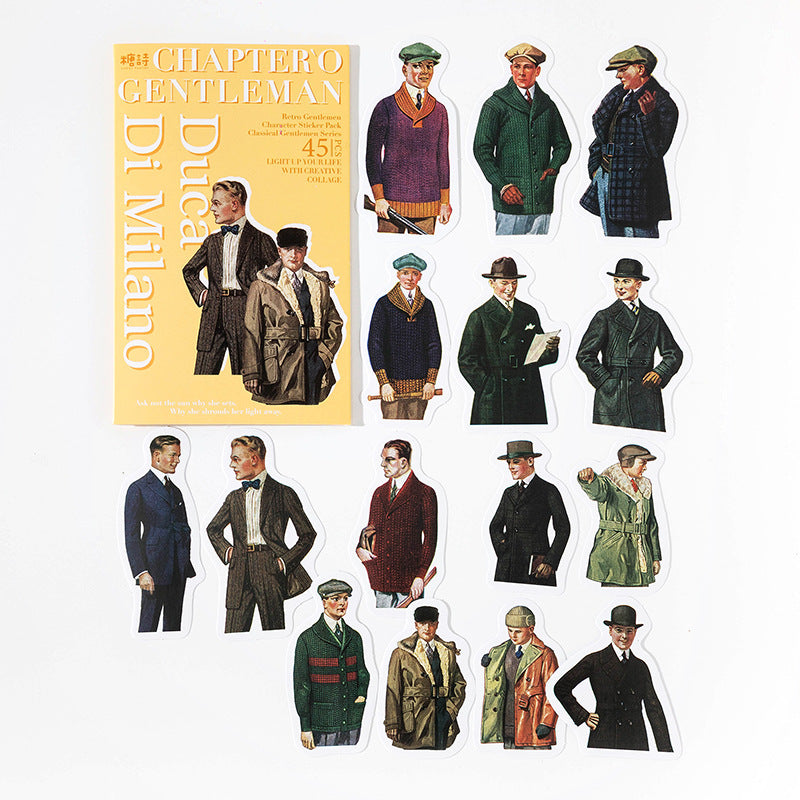 Sugar Poem Retro Gentleman Era Sticker Pack, 4 Pcs - ViktaShop