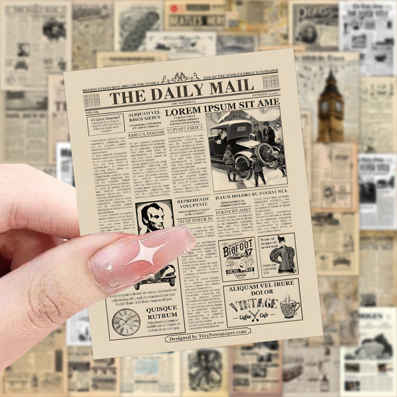 Retro Sheepskin Newspaper Stickers – British Nostalgia, 6 Options - ViktaShop