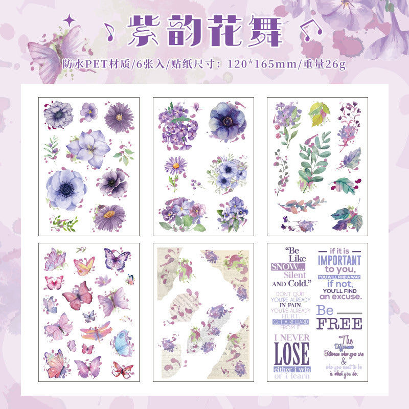 Flower, Butterfly & Green Leaf Cut Film PET Sticker Pack, 6 Options - ViktaShop