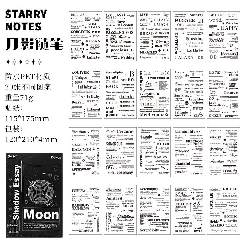 Star Notes Transparent PET Stickers - Waterproof Retro Diary Decoration - ViktaShop