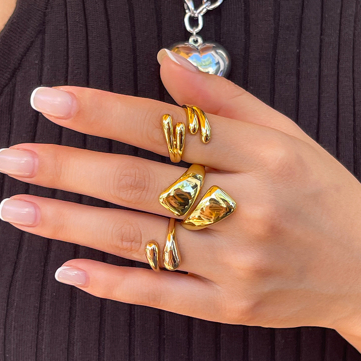 Vintage Minimalist Glossy Chunky Ring, 16 Options - ViktaShop