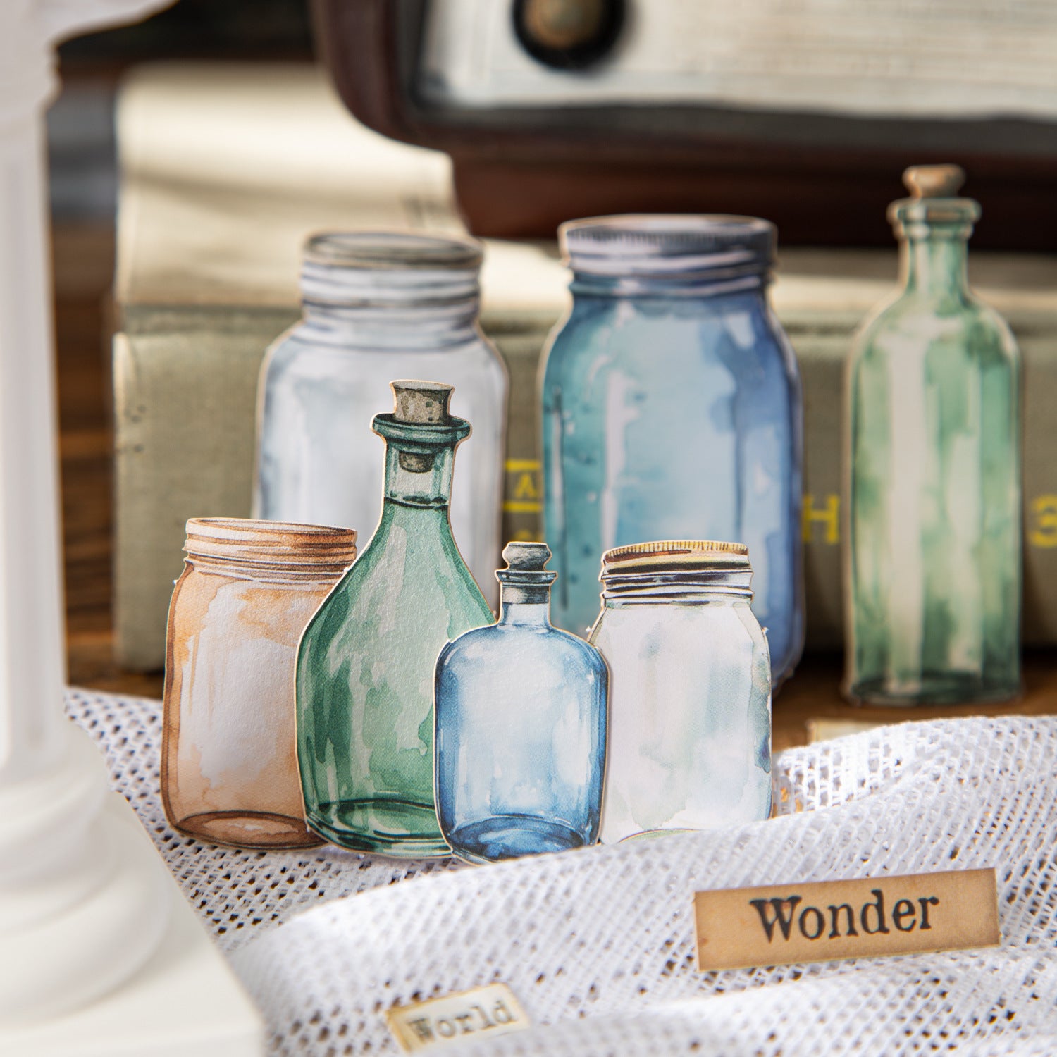 Bottle Language Series Retro Bottle Hard Card Sticker – Pure Bottle, 25 Pcs - ViktaShop