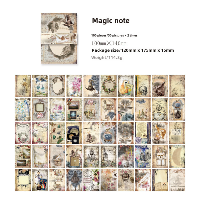 Vintage Material Paper Book of Retro Scrapbooking Paper, 100 Sheets - ViktaShop