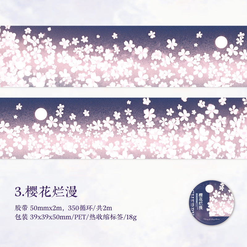 Cherry Blossom Series – Twilight Washi Tape, Hand Account DIY, 2m - ViktaShop