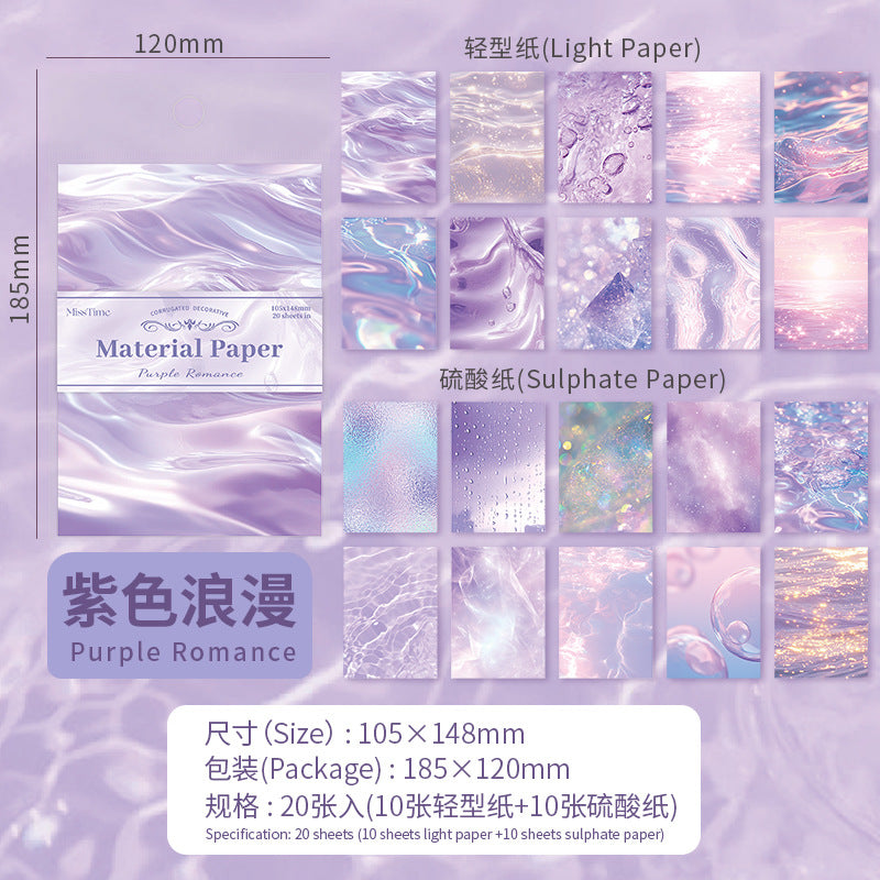 Sunlight Shadow Series Decorative Paper – Water Wave Background, 20 Sheets - ViktaShop